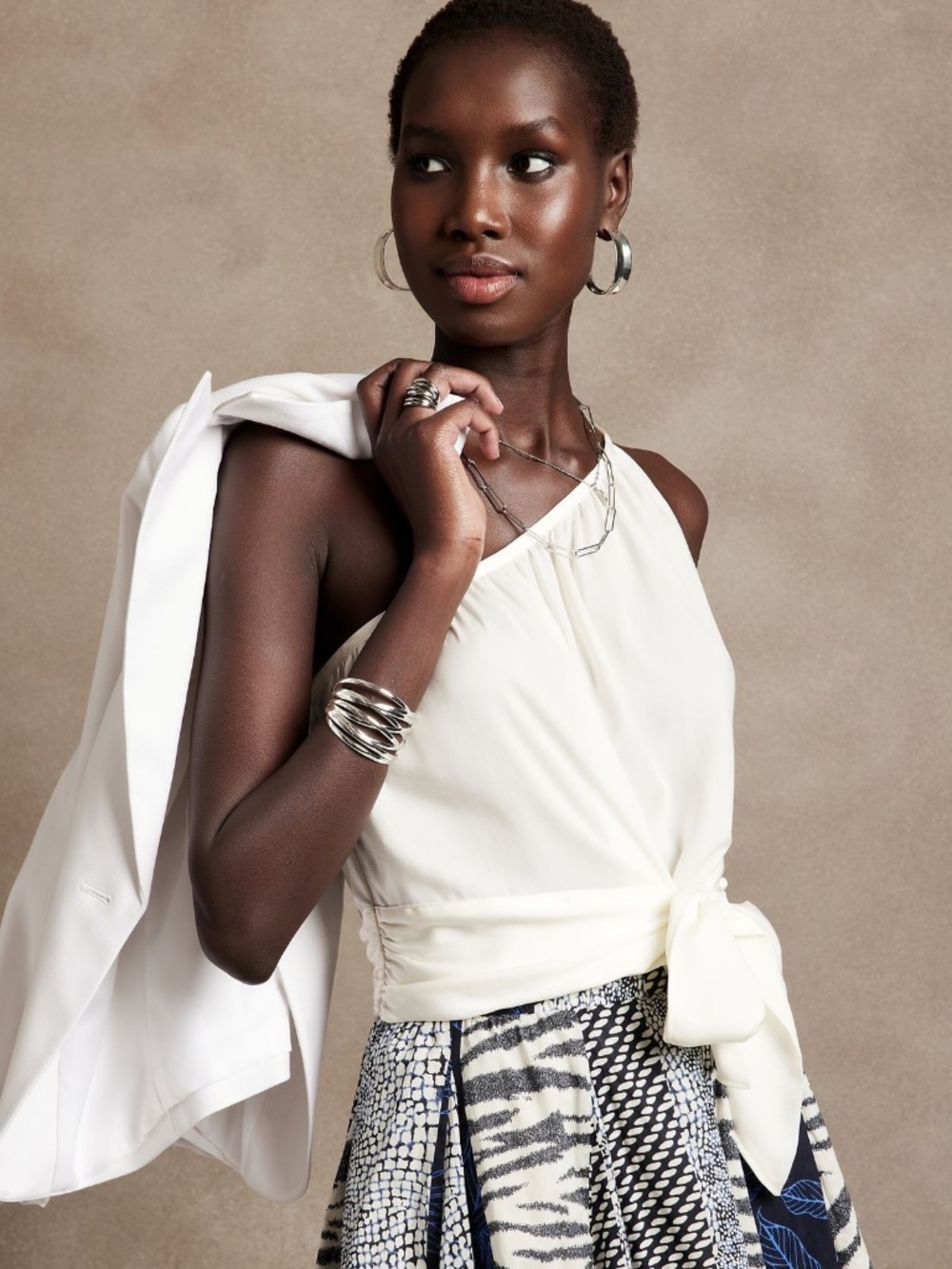 SATIN ONE-SHOULDER TOP | Banana Republic Factory